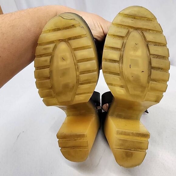 TBA To Be Announced Women's 7 Ankle-strap black Chunky Utility Thread Heel - Picture 6 of 9